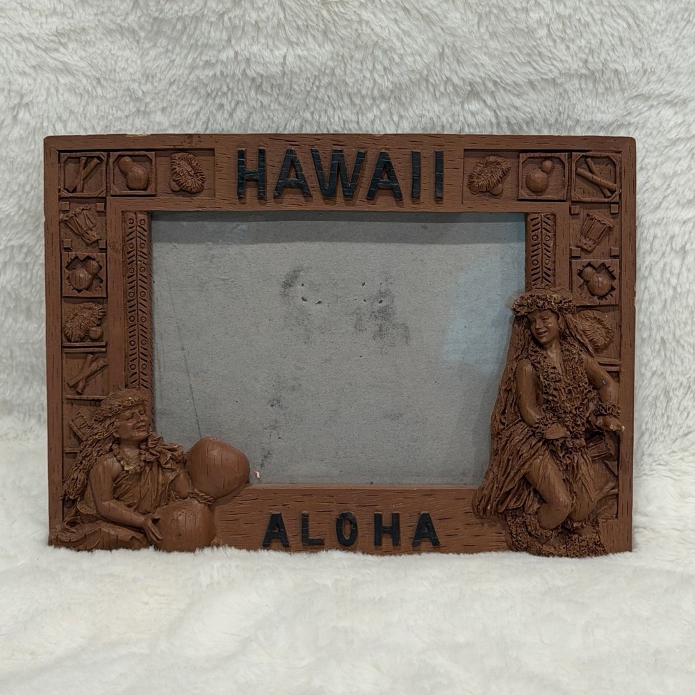 Decorative 2-D Hawaii Aloha Resin Desktop Photo Photo Frame 6.75" x 5" READ